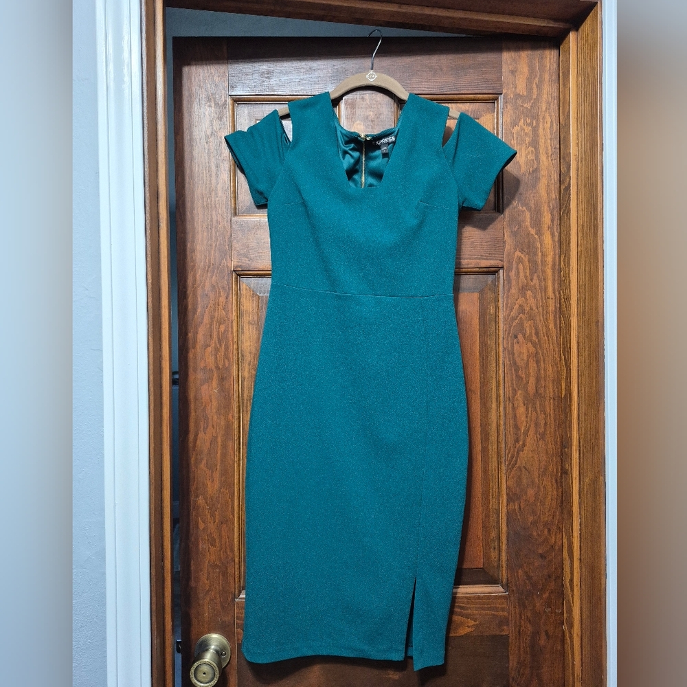 Express Teal Cold Shoulder Mini Dress
